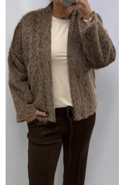 Imitatiebont jas/vest met lange mouw Lydie choco SALE