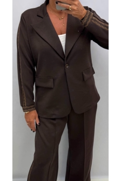 Blazer met aztec bies op de mouw Aanya bruin