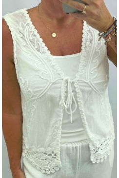 Mouwloos vestje met koord sluiting sweet girl off-white (YSX78) (GBD)