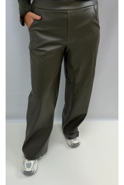 Leather-look broek met zakken Lilith army