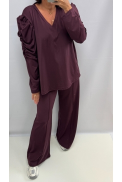 2-delig set van travelstof Paloma burgundy