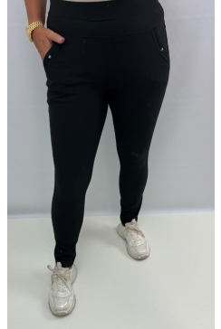 Soft broek met kraal details zwart (AJS-10) (HY356)