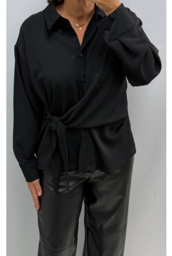 Blouse met strik aan de voorzijde Nancy zwart