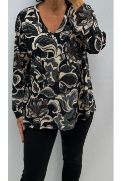 Shirt van DIKKERE stof Joyce Old Garden zwart