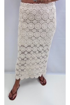 Rok met broderie circles beige