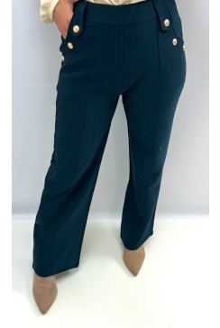 Petite broek met gouden knopen blauw/groen