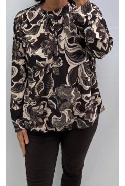 Shirt van DIKKERE stof en opstaande kraag Jill Old Garden bruin