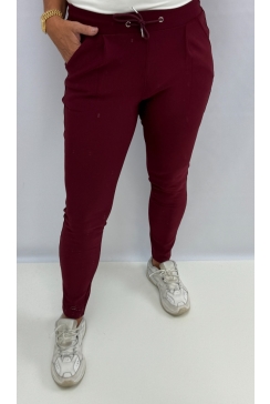 Soft broek met aansluitende broekspijp Angelia burgundy (HY371)