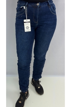 Karostar jeans met knoop en rits sluiting dark denim (K2814)