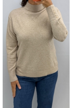 Trui met opstaande boord Y&Y beige