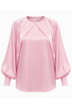 Satijn-look blouse met plooien Presley licht roze