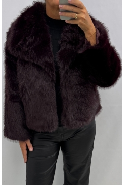 Fluffy/bont  jas met kraag Estella purple red (F5627#)