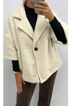 Jasje/vest met kraag en knoop Poppy beige/creme