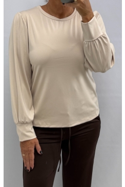 Travelstof shirt met lange mouw Karla beige