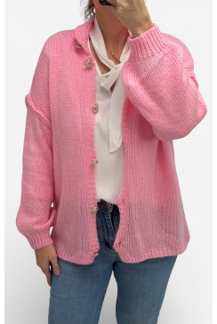 Zacht vest met knopen Sophia roze