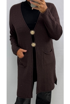 LANGER vest met zakjes starfish bruin