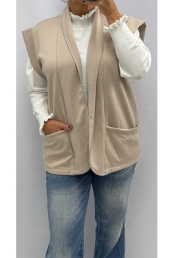 Mouwloos gilet met zakken Saartje beige