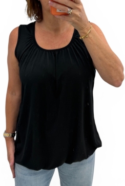 Basic ballon top in TRAVELSTOF uni zwart