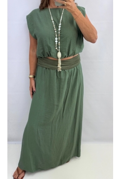 2-delig set met top en rok Jasmin army