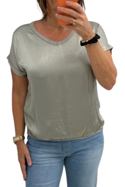 Shirt met satijn-look voorzijde Livia grijs