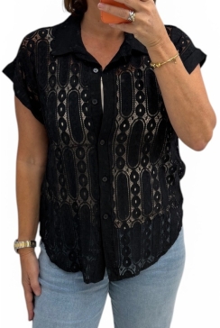 Blouse van kant met cirkels en ovalen Misu zwart
