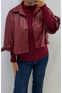 Leather-look jack met knopen Ceci bordeaux