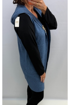 Lang mouwloos vest met capuchon Moon jeans blauw SALE. PTL