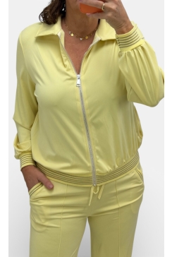 Travelstof vest met glitter bies Kimberly geel (TVB)