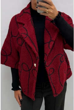 Jasje/vest met kraag en knoop Poppy SLINGER donkerrood