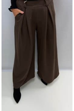 Broek met plooien en zakken Gina bruin