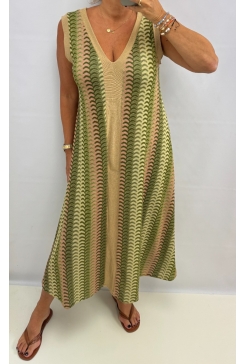 Jurk met v-hals van glitter met boogjes army