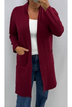 Mantel vest met lange mouw en zakken Viksie bordeaux