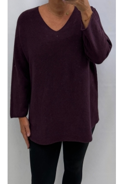 Trui met lange mouw en v-hals Lauren burgundy