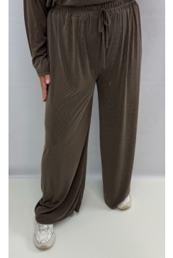 Broek met rechte broekspijp en koord Molly bruin tkd