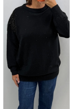 Trui met kralen en pailletten zwart (M0-4216L-BZ)