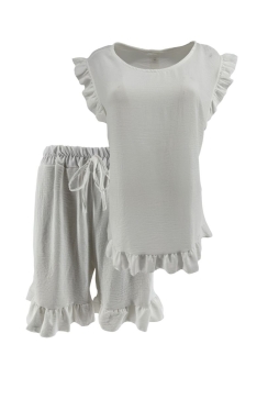 2-delig set met ruffle blouse en short Jamy off-white (TKD)