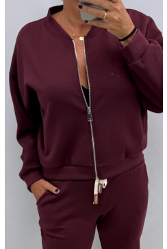 Vest met lange mouw en ritssluiting Jet wijnrood