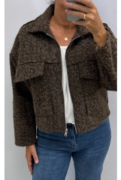 Jas/vest met kraag en en zakjes Vilke bruin