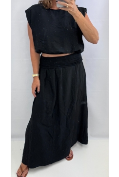 2-delig set met top en rok Jasmin zwart