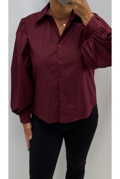 Basic blouse met lange mouw Anouk wijnrood