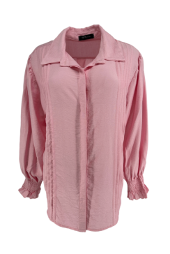Blouse met smockmouw en plooien Marijn licht roze