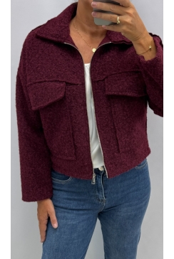Jas/vest met kraag en en zakjes Vilke bordeaux