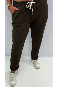 Broek met koord in de taille Kate puur bruin (SWD)