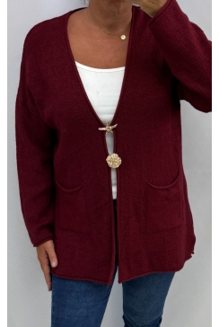 MIDI vest met lange mouw en knopen Starfish bordeaux