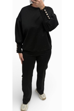 2-delig set met 5 knopen op de mouw Inge zwart