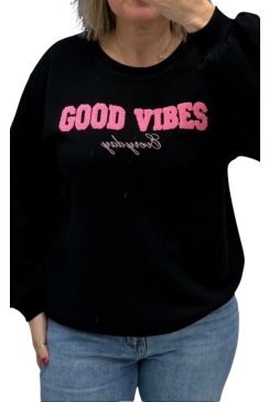 Sweater good vibes zwart (SWD)
