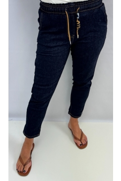 Redseventy jogg-jeans met koord dark denim momfit (F292-12)