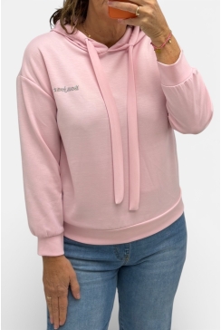 Sweater met capuchon strass Bonjour roze
