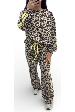 2-delig panterprint set met bies priscilla geel