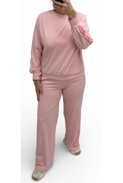 2-delig travelstof pak met bies Kimmie licht roze (TVB)